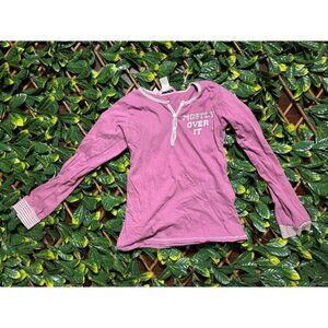 y2k Mostly Over It Pink Loungewear Top Size Small